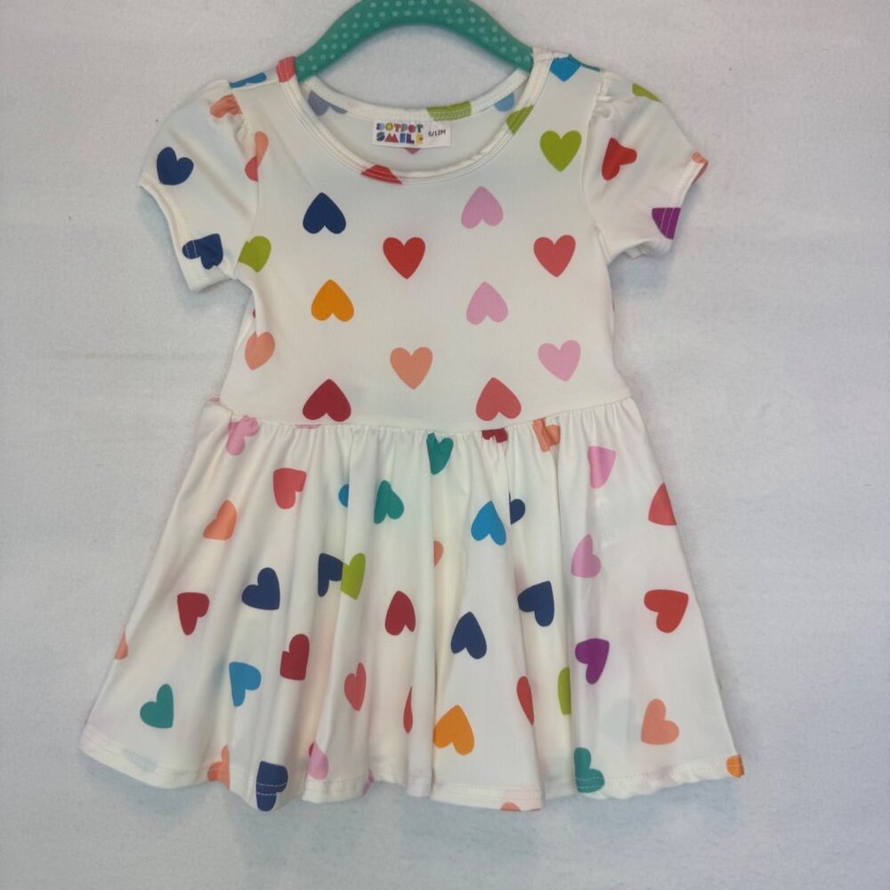 Dotdotsmile Dress Size 6/12 Months Multicolor Hearts Print New With Tags